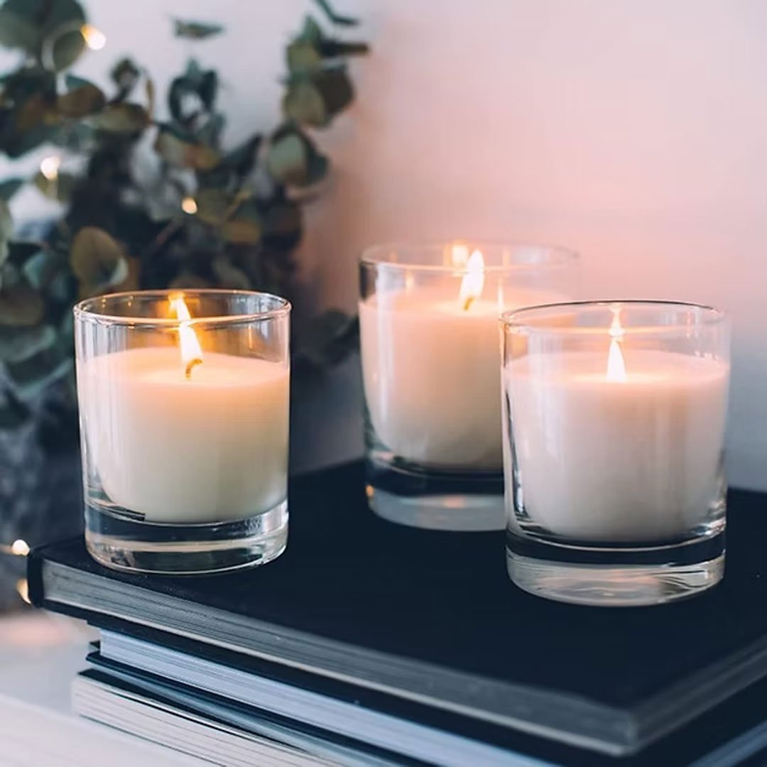 Set of 3 Scented Votive Glass Candles – 100% Natural Soy Wax, Berry Blast Aroma - Image 2