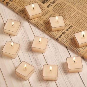 White Scented Square Tealight Candles – Jasmine (Pack of 9)