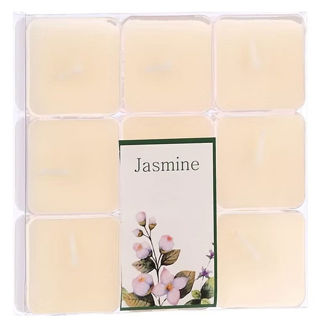 White Scented Square Tealight Candles – Jasmine (Pack of 9) - Image 2