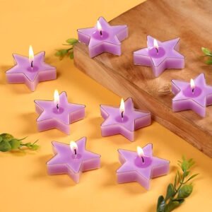 Star-Shaped Scented T-Light Candles – Set of 8 (Lavender Purple)