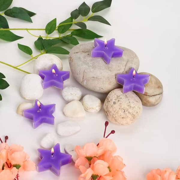 Star-Shaped Scented T-Light Candles – Set of 8 (Lavender Purple) - Image 2