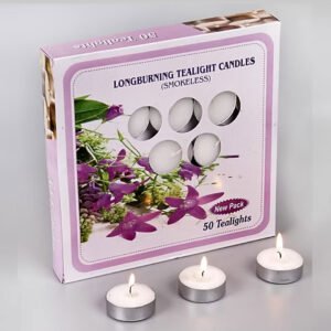 50-Pack Paraffin Wax Tea Light Candles | Long-Lasting 3-Hour Burn